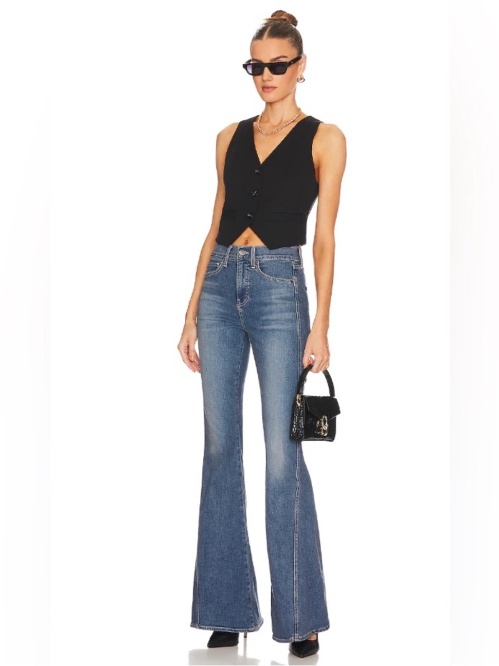 Veronica Beard Medium Blue High-Rise Flare Jeans
